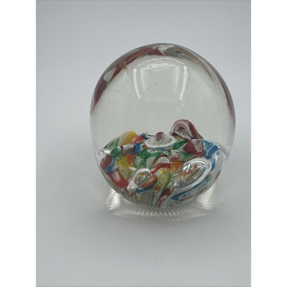 Blown Glass Paperweight Vintage Norleans Japan Multicolored Millefiori Bubbles